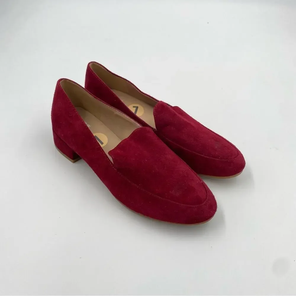 Eileen Fisher Elan Suede Loafers in Deep Claret Size 7